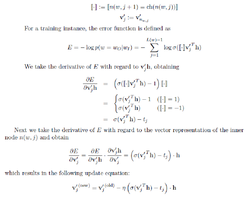 Word2vec Hierarchical Softmax update rule